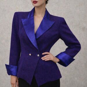 VTG ESCADA Couture Purple Hourglass Blazer Sz 8 Party Event Vintage
